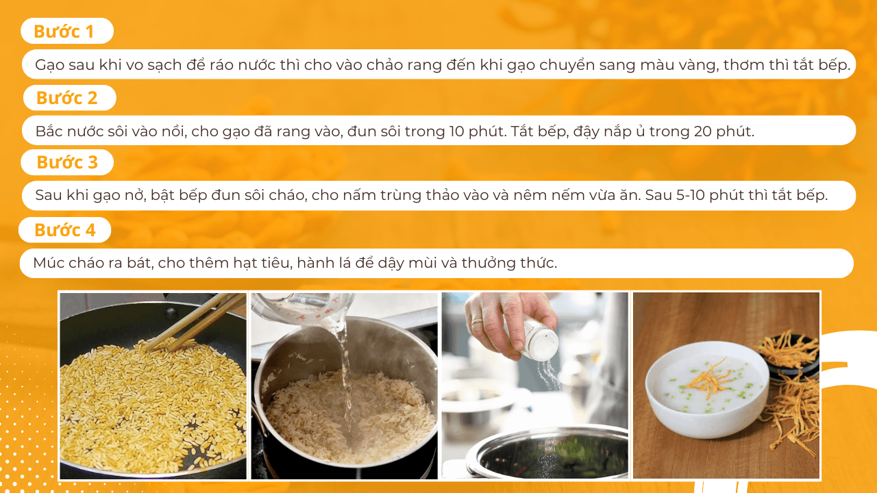 Cách làm món cháo nấm trùng thảo