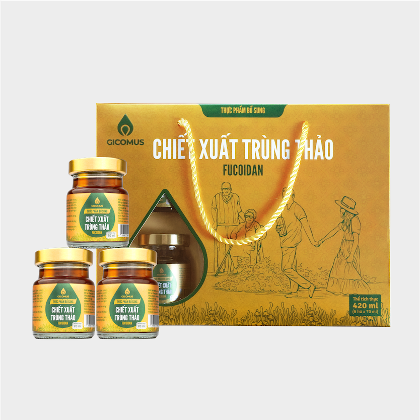 Nước chiết xuất trùng thảo Fucoidan GICOMUS hộp 6 hũ x 70ml (420ml)-01 Nước chiết xuất trùng thảo Fucoidan GICOMUS hộp 6 hũ x 70ml (420ml)