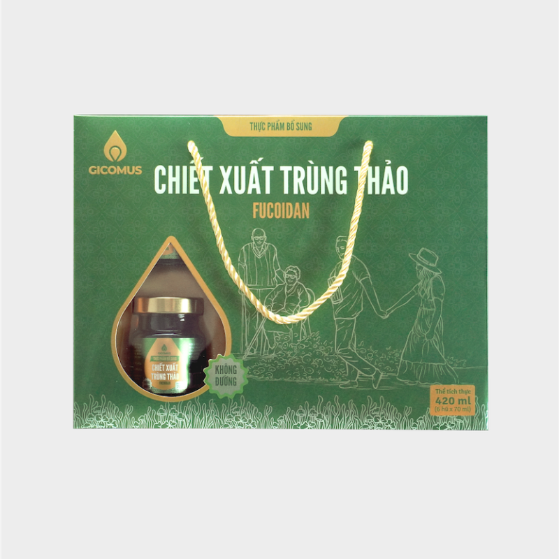 Nước chiết xuất trùng thảo Fucoidan không đường GICOMUS hộp 6 hũ x 70ml (420ml)