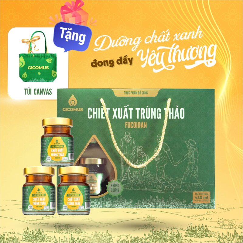 Nước Chiết Xuất Trùng Thảo Fucoidan không đường GICOMUS Hộp 420ml