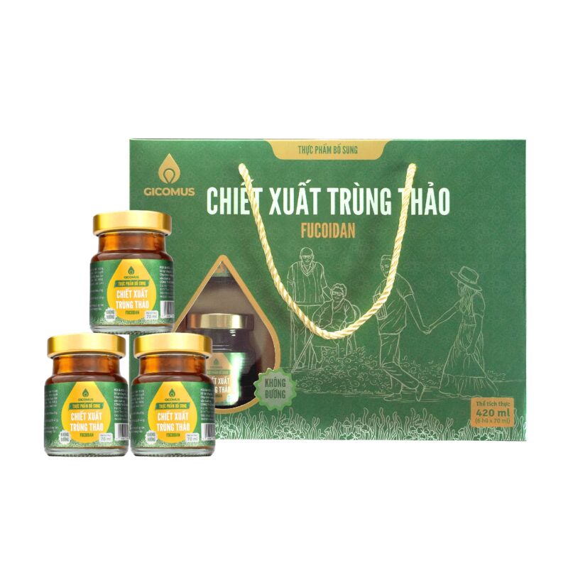 Nước Chiết Xuất Trùng Thảo Fucoidan không đường GICOMUS Hộp 420ml