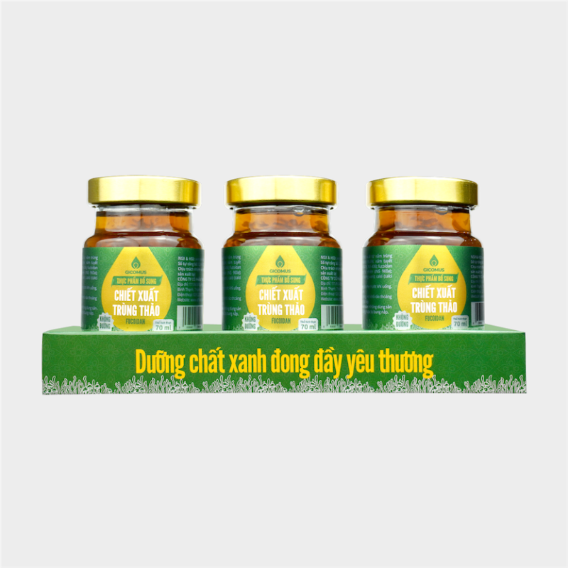 Combo 3: 3 hũ Nước chiết xuất trùng thảo Fucoidan không đường GICOMUS 70ml
