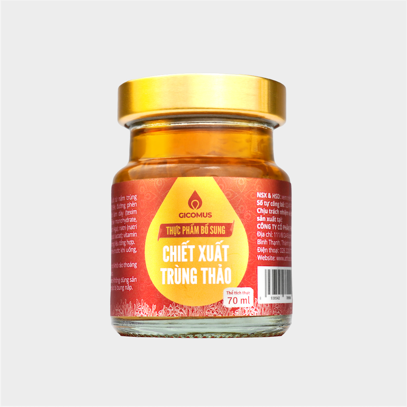 Nước chiết xuất trùng thảo GICOMUS 70ml-01 Nước chiết xuất trùng thảo GICOMUS hộp 6 hũ x 70ml (420ml)